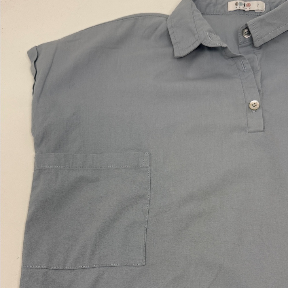 Blanc Kid’s Light Blue Short-Sleeve Polo Shirt  (button missing ) size 7 - Picture 2 of 10